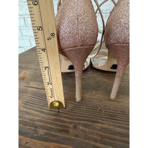 White by Vera Wang Rose Gold Glitter Ankle Strap High Heel Dress Shoes 8.5M - Picture 8 of 12